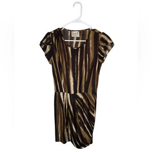 Sea New York 100% Silk Striped Ruffle Sleeve Mini Faux Wrap Dress Size 6